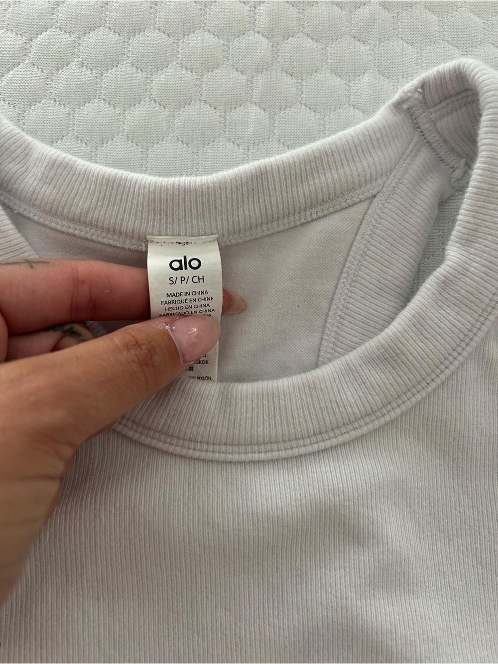 ALO Yoga White Ribbed Racerback Crop Tank - Picture 2 of 3